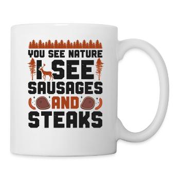 Buck Deer Hunting Hunter Bbq - Mug blanc - blanc - Droite
