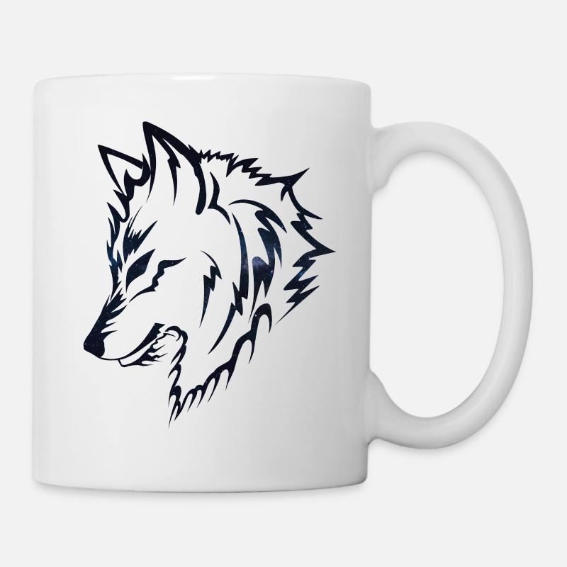 Silhouette de loup Galaxy - Mug blanc - blanc