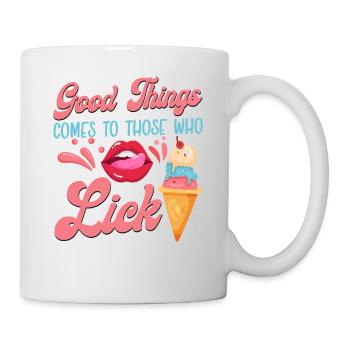 Ice Cream Cone Mouth Tongue Good - Tasse - Weiß - Rechts