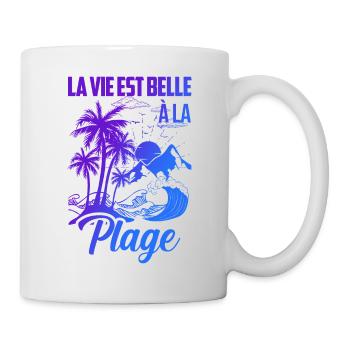 La vie est belle à la plage - Mug blanc - blanc - Droite
