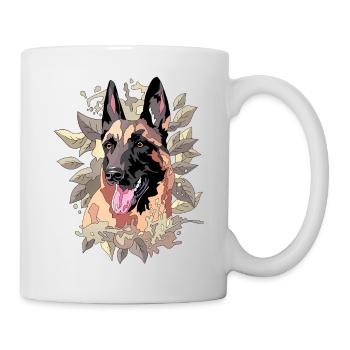 malinois in leaves - Mug - white - Right