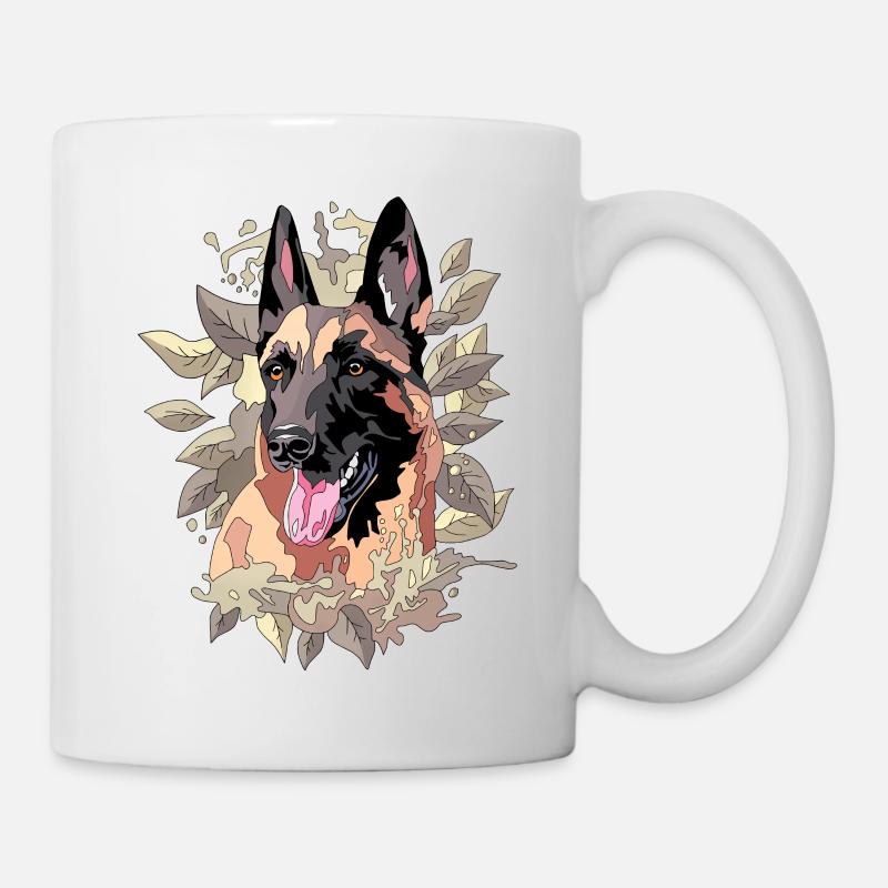 malinois dans feuilles - Mug blanc - blanc
