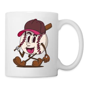 baseball batter funky retro cartoon character - Mug - white - Right