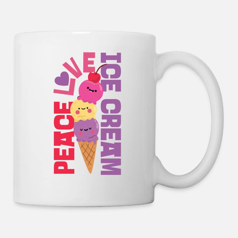 Ice Cream Cone Peace Love Ice - Tasse - Weiß
