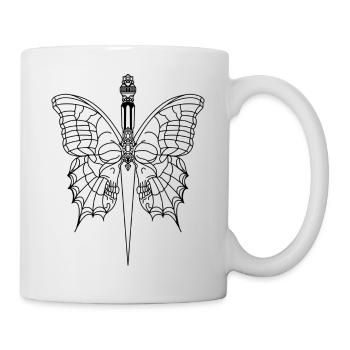 Schmetterling mit Dolch - Tasse - Weiß - Rechts
