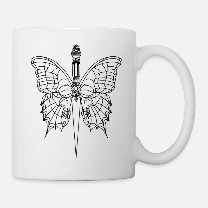Schmetterling mit Dolch - Tasse - Weiß