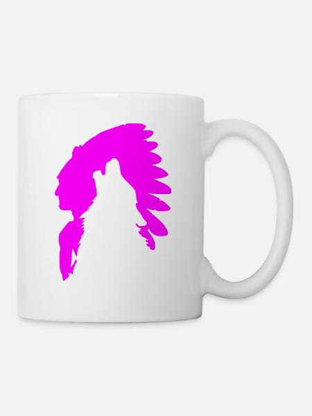 Indisches und Wolf T-Shirt SPORT Hochzeitsgeschenk - Tasse - Weiß