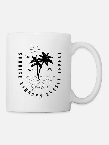 SUMMER sunrise sunburn sunset repeat - Mug - white