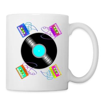 Vintage-Begegnungen zwischen Vinyl und Kassetten - Tasse - Weiß - Rechts