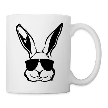 Lapin avec lunettes de soleil Tête de lapin Idée cadeau - Mug blanc - blanc - Droite