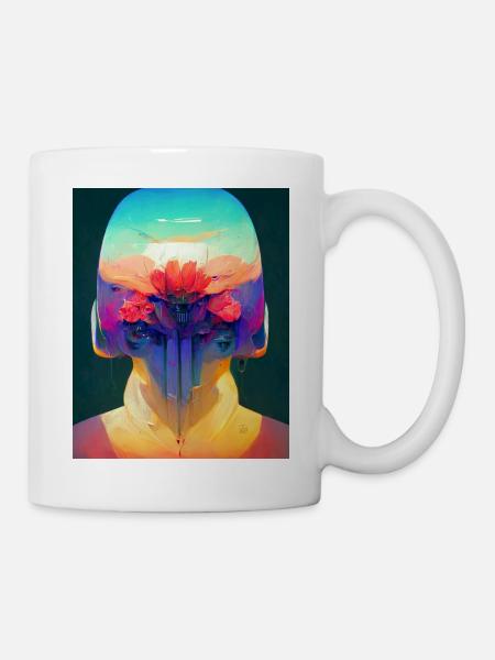Flower Punk Roboter - Tasse - Weiß