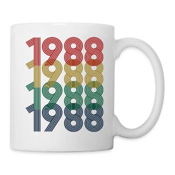 Cool Retro 1988, 34 Jahre alt, Geschenk zum 34. Geburtstag - Tasse - Weiß - Rechts