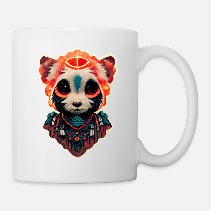 Red Panda Shaman Spirit Synthwave Galaxy - Mug - white