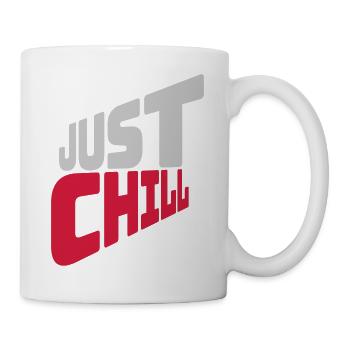 Just Chill Text Logo - Tasse - Weiß - Rechts