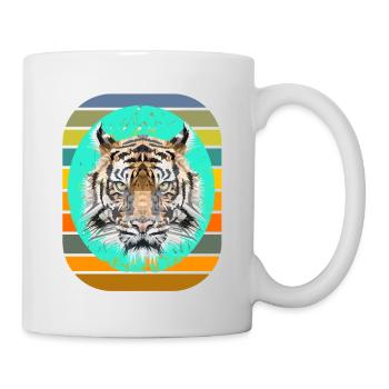 Tiger design in retro vintage look - Tasse - Weiß - Rechts