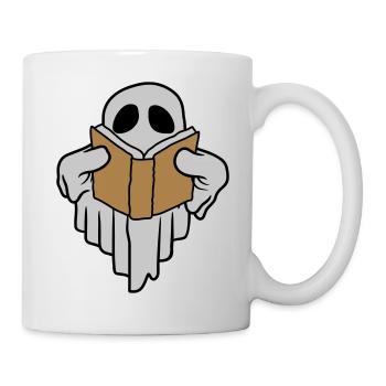Book-reading funny ghost - Mug - white - Right