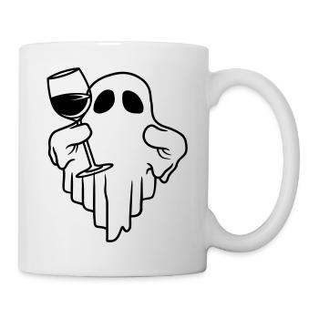 Comic Wein trinkender Geist - Tasse - Weiß - Rechts