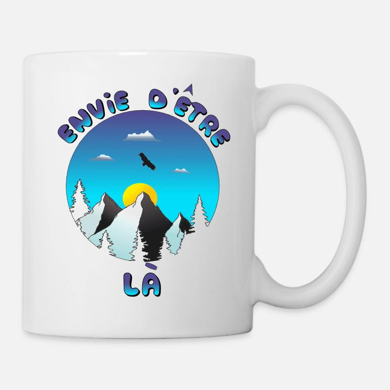 envie d'être là - montagne sapins version 2 - Mug blanc - blanc