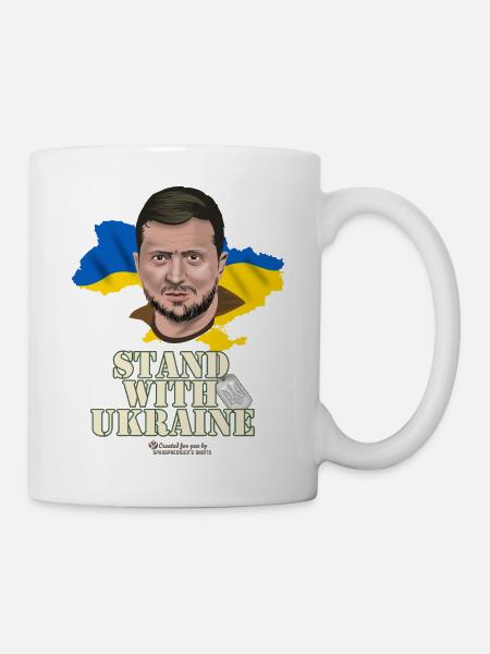 Zelenskyj T-skjorte designstativ med Ukraina - Kopp - hvit