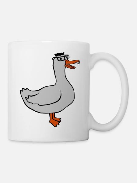 Lustige Nerd Gans Hornbrille - Tasse - Weiß
