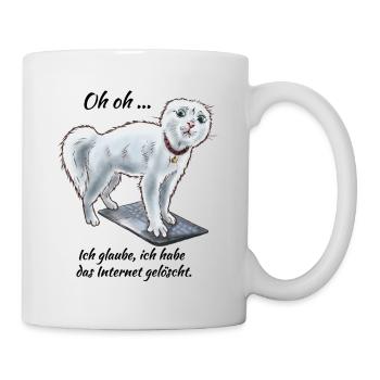 Lustige Katze Ich habe das Internet gelöscht - Tasse - Weiß - Rechts