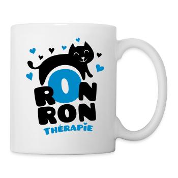 Ronronthérapie, pour les amoureux des chats ! - Mug blanc - blanc - Droite