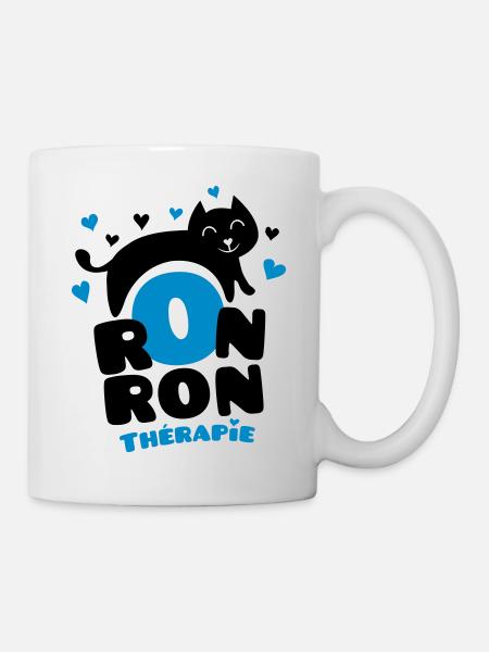 Ronronthérapie, pour les amoureux des chats ! - Mug blanc - blanc