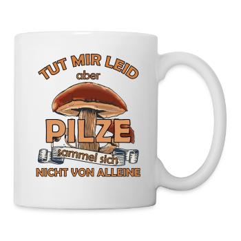 Pilze Pilzsammler Mykologe Steinpilz Pfifferling - Tasse - Weiß - Rechts