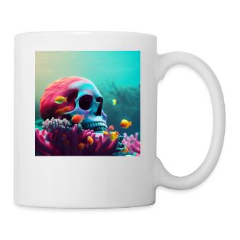 Crâne de pirate coloré sous l'eau - Mug blanc - blanc - Droite