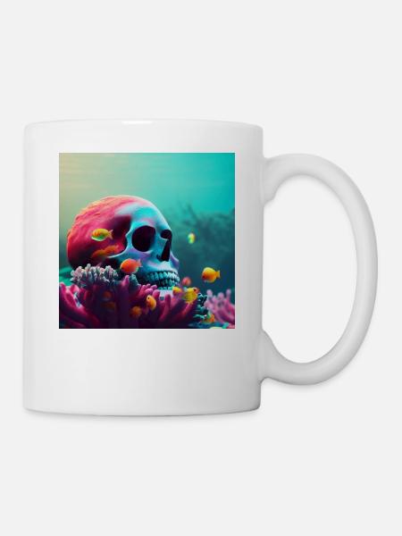 Crâne de pirate coloré sous l'eau - Mug blanc - blanc