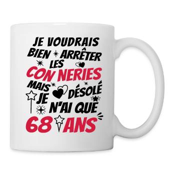 j ai 68 ans / humour anniversaire 68 ans - Mug blanc - blanc - Droite