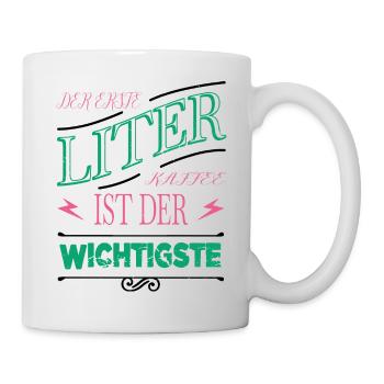 müde witzig kaffeebecher geek becher geschenk - Tasse - Weiß - Rechts