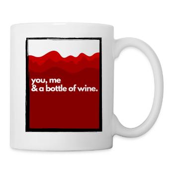 Du, ich & eine Flasche Wein - Tasse - Weiß - Rechts