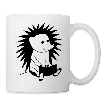 Hedgehog Reads Book Illustration Gift - Mug - white - Right
