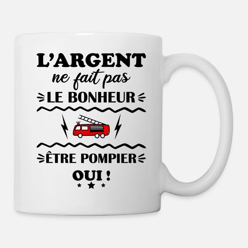 L'argent ne fait pas le bonheur pompier - Mug blanc - blanc
