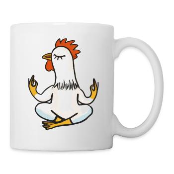 Huhn Hahn Yoga Lustig Geschenkidee - Tasse - Weiß - Rechts