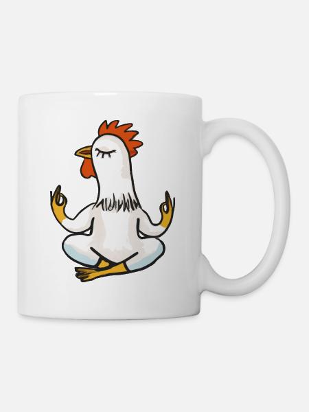 Huhn Hahn Yoga Lustig Geschenkidee - Tasse - Weiß