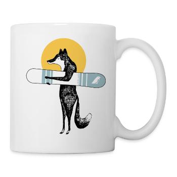 Cooler Fuchs mit Snowboard - Tasse - Weiß - Rechts