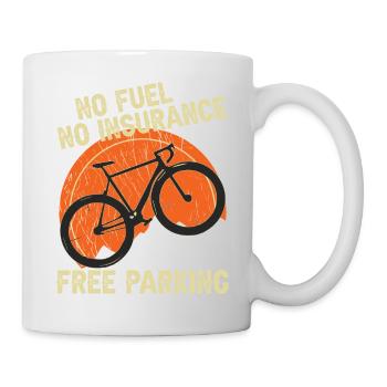Fahrrad - kostenlos parken - Tasse - Weiß - Rechts