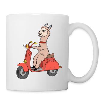 Lama Rides Scooter Funny Alpaca Scooter - Mug - white - Right