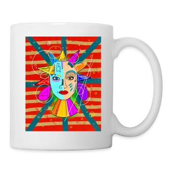 Portrait Frau Zeichnung - Tasse - Weiß - Rechts