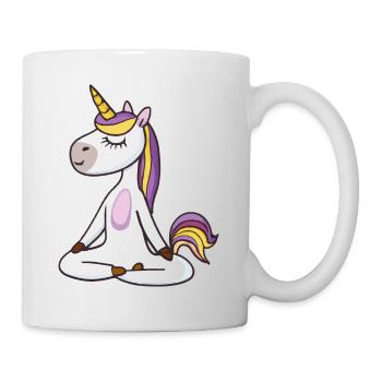 Einhorn Yoga Lustig Yogalehrerin Geschenkidee - Tasse - Weiß - Rechts