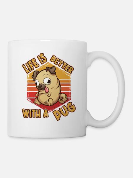 Mops Pug Spruch Lustig Hund Haustier Cartoon Comic - Tasse - Weiß