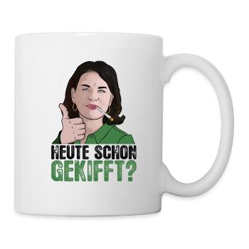 Annalena Baerbock mit Joint Kiffer Legalisierung - Tasse - Weiß - Rechts