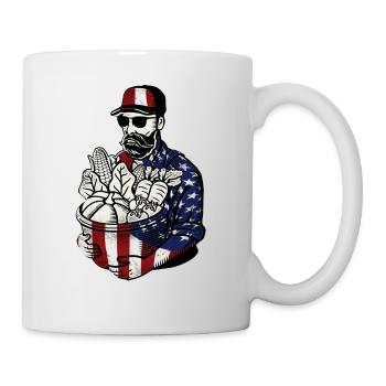 Farming Farmer American Flag Us - Mug - white - Right
