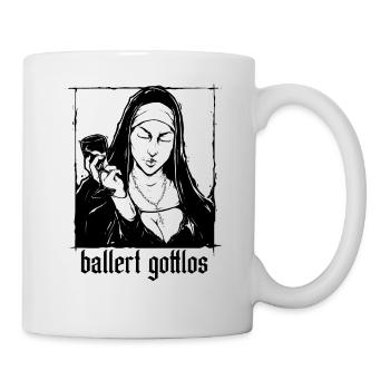 Ballert Gottlos Nonne Trinkt Wein - Tasse - Weiß - Rechts