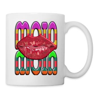 Moin Moin mit Kussmund zum Früstück - Tasse - Weiß - Rechts