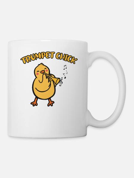Trumpet Player Girl Chicken - Mug - white