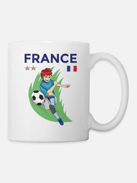 France Enfant de football avec Drapeau Français - Mug blanc - blanc