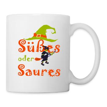 Halloween süßes oder saures Motiv - Tasse - Weiß - Rechts